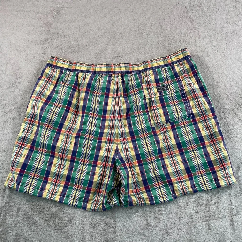 Vintage Polo Ralph‎ Lauren Swim Trunks Men 4XB 42W Multi Madras Plaid Mesh Lined